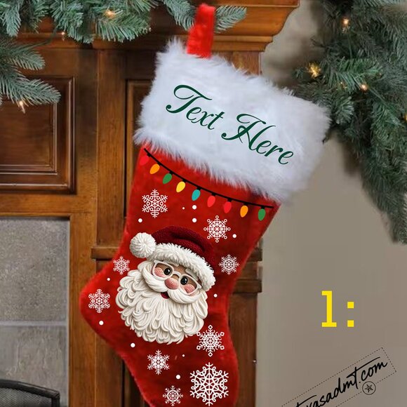 Personalized Merry Christmas Stocking Name/Custom Red Plush with Printed Lights - Picture 16 of 16